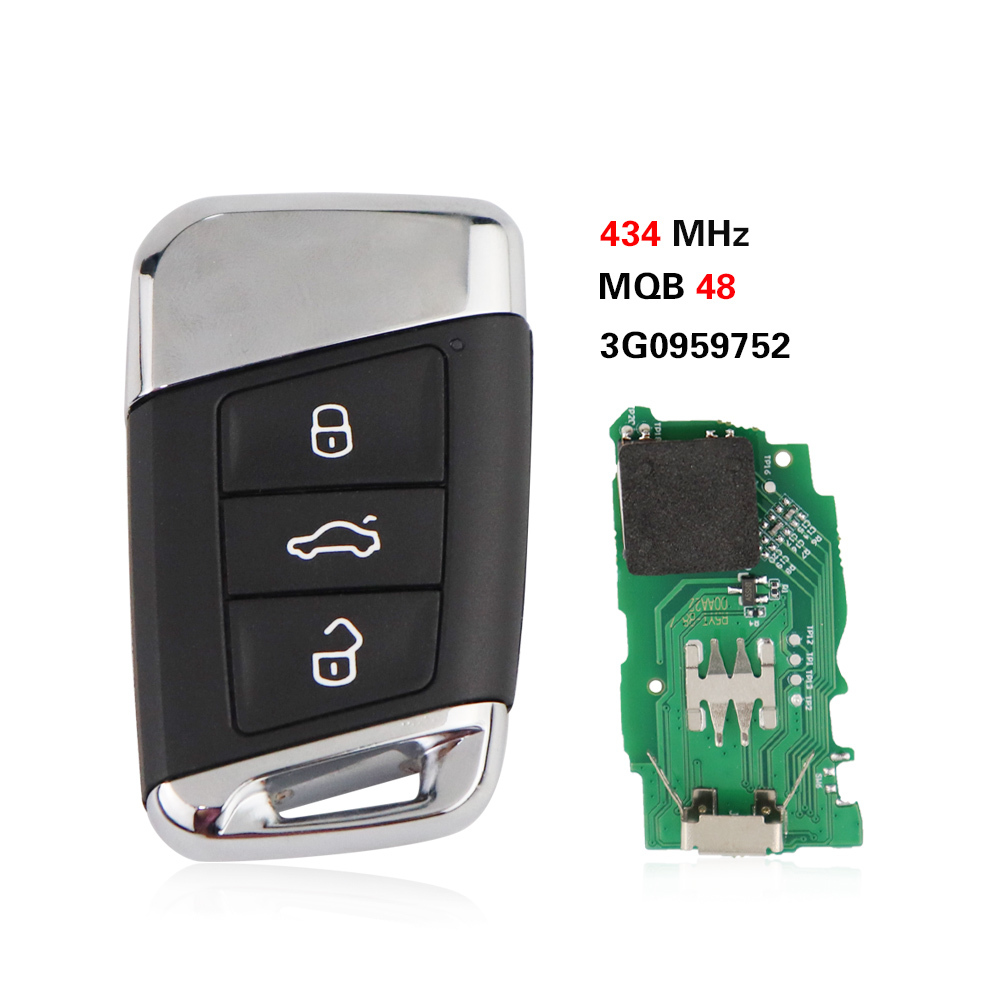 For VW Magotan  Passat B8 2015-2018 3 button 433mhz smart key with MQB48 chip