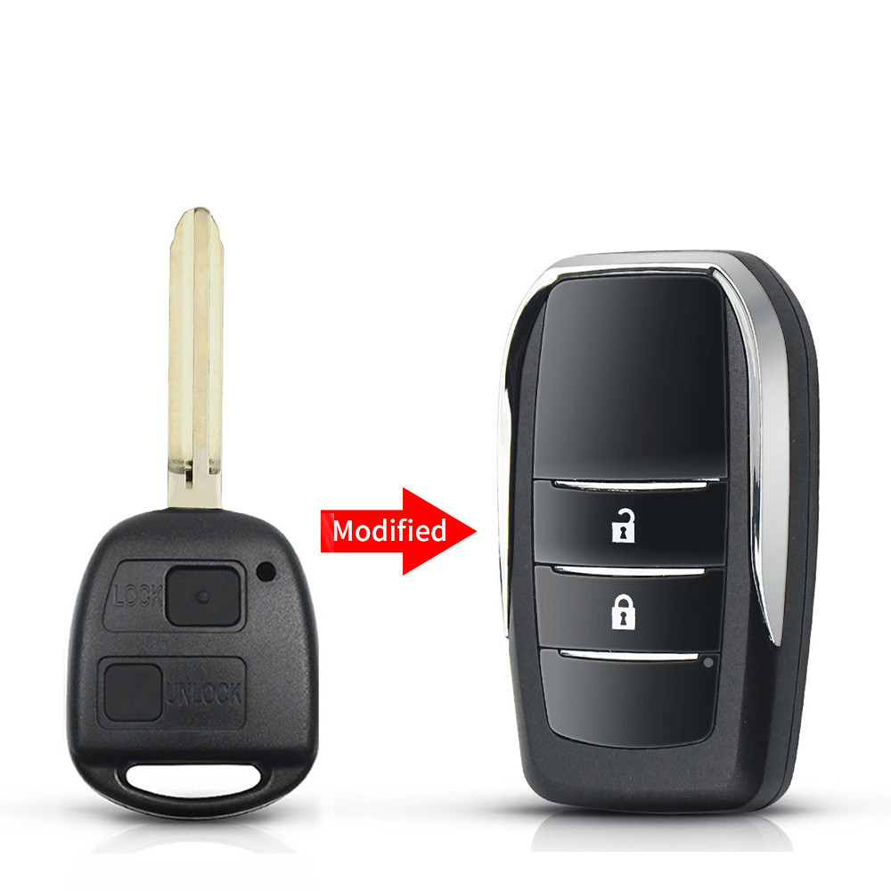 For Toyota Land Cruiser Camry 2 Buttons Modified Flip Car Key Shell with TOY43 / TOY48/ TOY47 blade