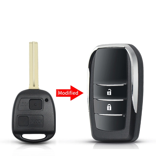 For Toyota Land Cruiser Camry 2 Buttons Modified Flip Car Key Shell with TOY43 / TOY48/ TOY47 blade
