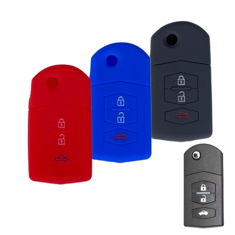 For Mazda 2 3 5 6 series 3 button key silicone case black blue red color