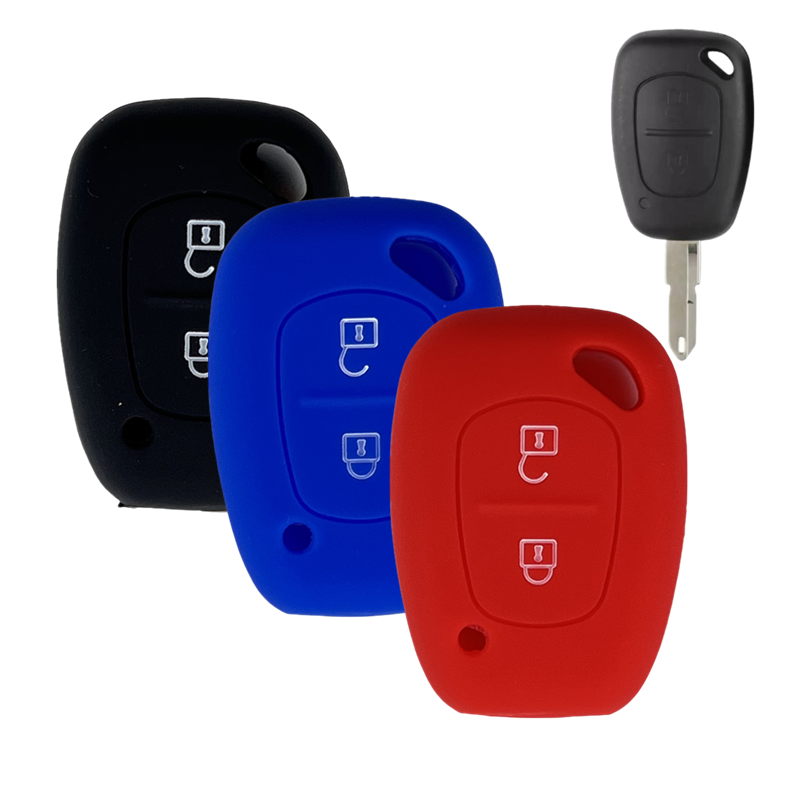 For Renault 2 button key silicone case black blue red color
