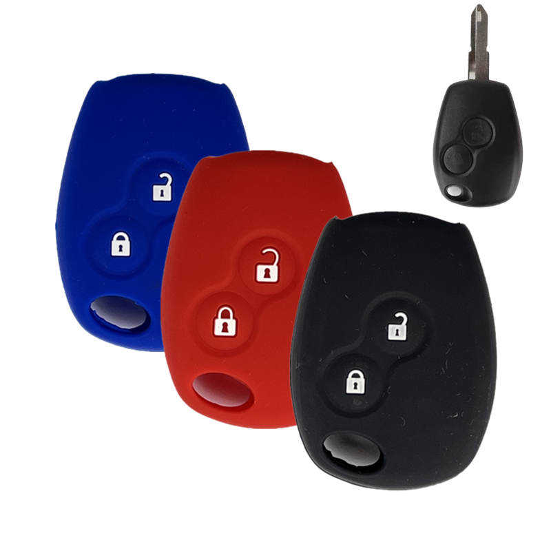 For Renault 2 button key silicone case black blue red color