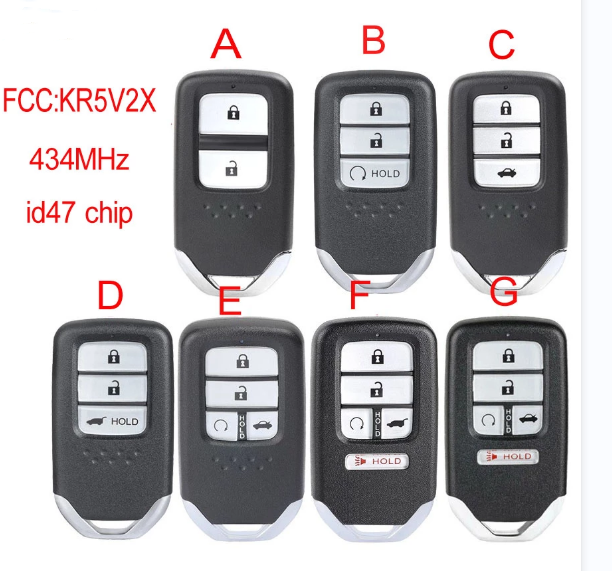 For Honda City Jazz Civic smart key 433Mhz with ID47 Chip FCC ID: KR5V2X