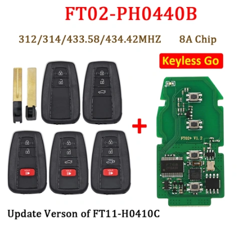 Lonsdor FT02-PH0440B smart key Update Version of FT11-H0410C 312/314/433.58/434.42Mhz for Toyota Lexus, Frequency Switchable