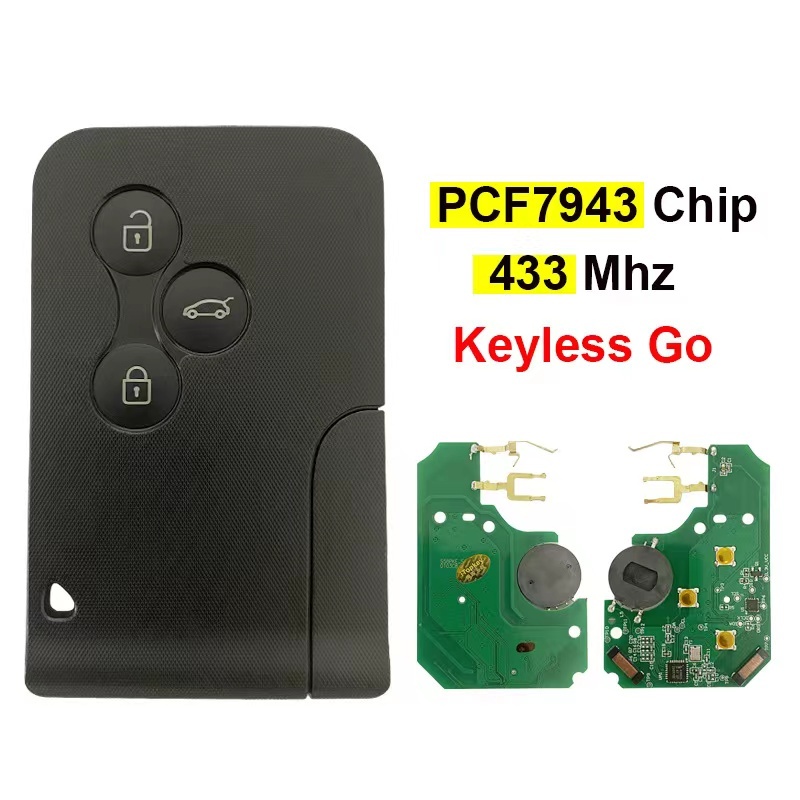 For Renault megane 3 button 433mhz keyless go entry remote key PCF7943 chip