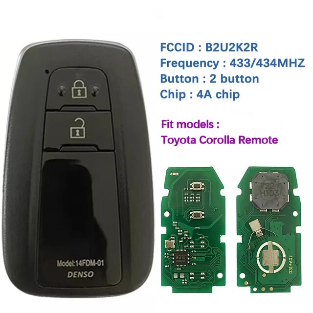 For Toyota Corolla 2019+ Smart Key B2U2K2R HITAG AES NCF29A1M 433MHz Part number: 8990H-02050
