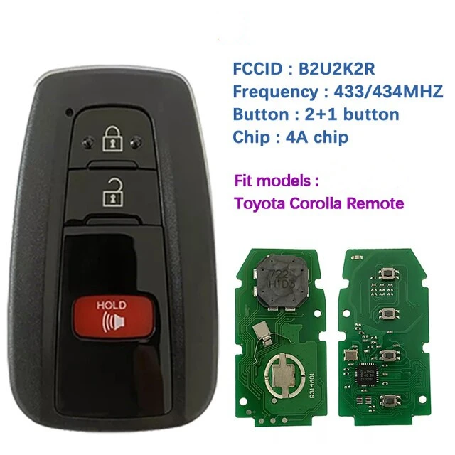 For Toyota Corolla 2019+ Smart Key B2U2K2R HITAG AES NCF29A1M 433MHz Part number: 8990H-02050