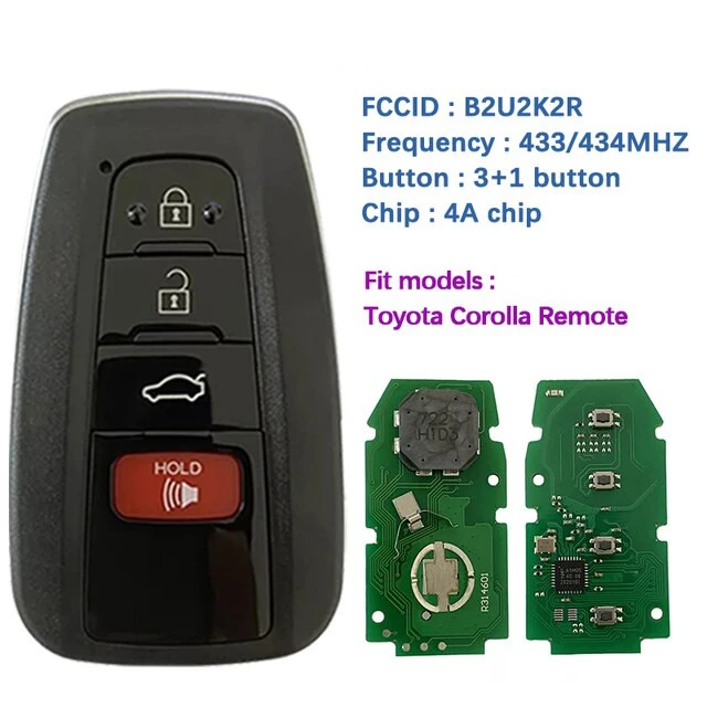 For Toyota Corolla 2019+ Smart Key B2U2K2R HITAG AES NCF29A1M 433MHz Part number: 8990H-02050