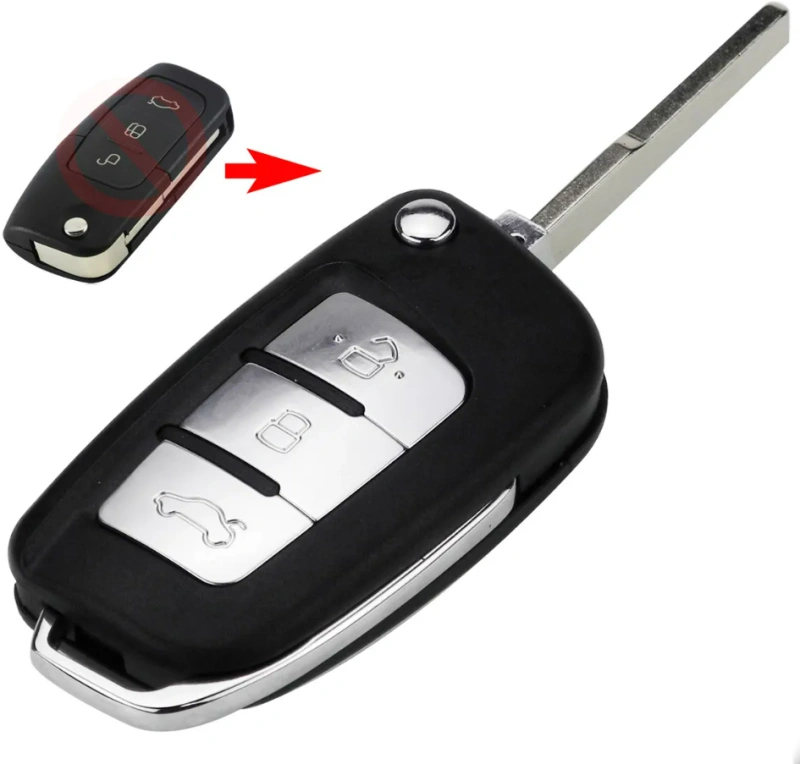 For Ford Focus Fiesta C-Max S-Max Ka Mondeo Galaxy 3 Button Modified Flip Key Shell with HU101 FO21 Blade