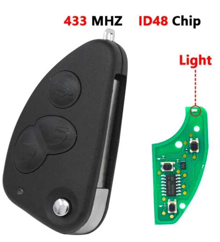 For Alfa Romeo 147 156 166 GT 3 Button Remote Car Key ID48 Chip 433Mhz with Uncut SIP22 Blade