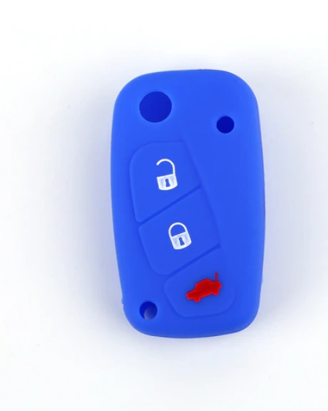 For Fiat 3 button key silicone case black blue  color