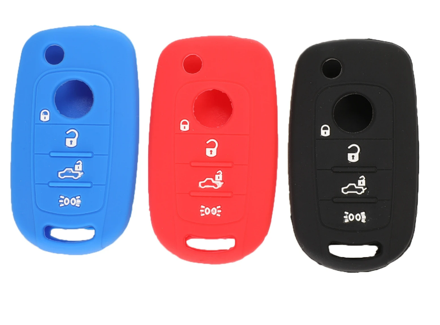 For Fiat 4 button key silicone case black blue red color