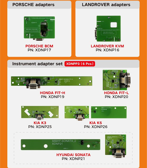 Xhorse MINI PROG Solder-free Adapters for MINI PROG and Key Tool Plus -BMW - Land Rover - Porsche - Volvo