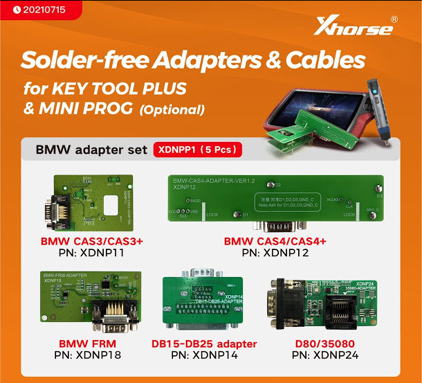 Xhorse MINI PROG Solder-free Adapters for MINI PROG and Key Tool Plus -BMW - Land Rover - Porsche - Volvo