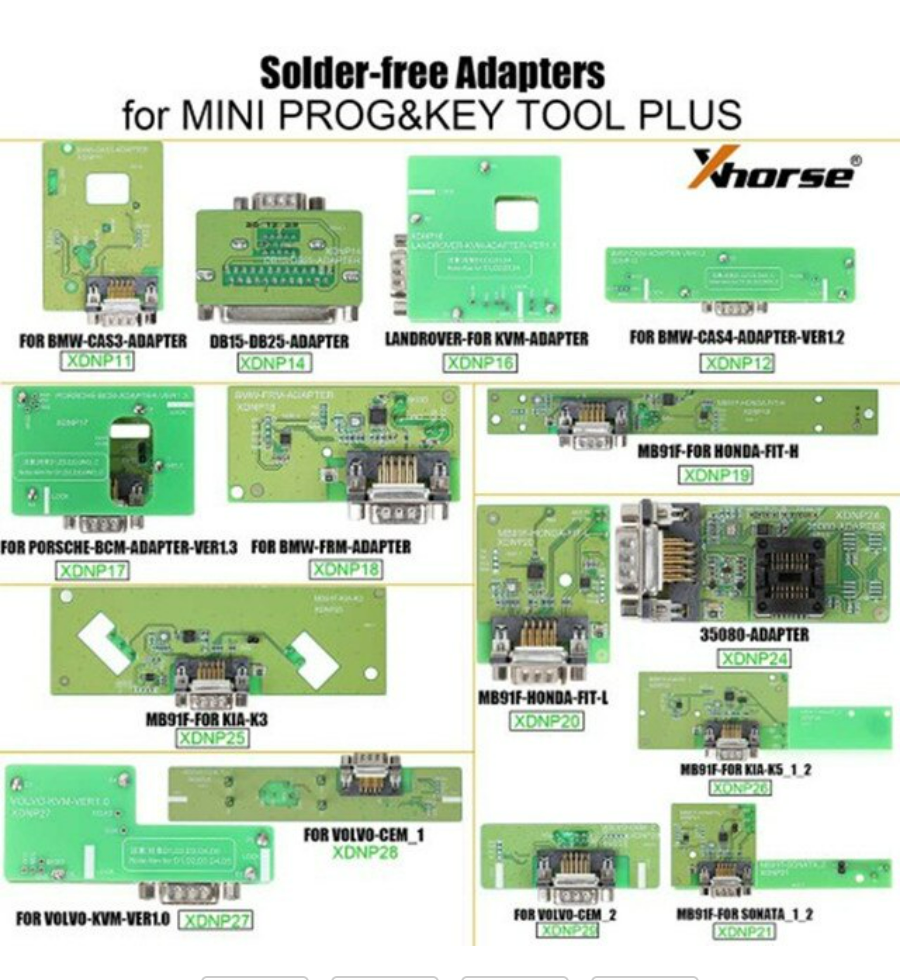 Xhorse MINI PROG Solder-free Adapters for MINI PROG and Key Tool Plus -BMW - Land Rover - Porsche - Volvo