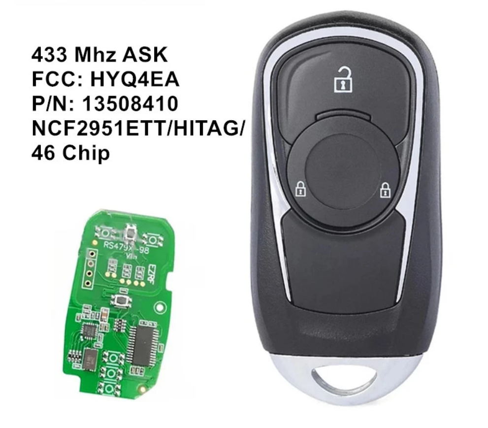 For Opel Astra K Insignia 2 button Remote Smart Key FCC: HYQ4EA P/N: 13508410 ASK 433MHz