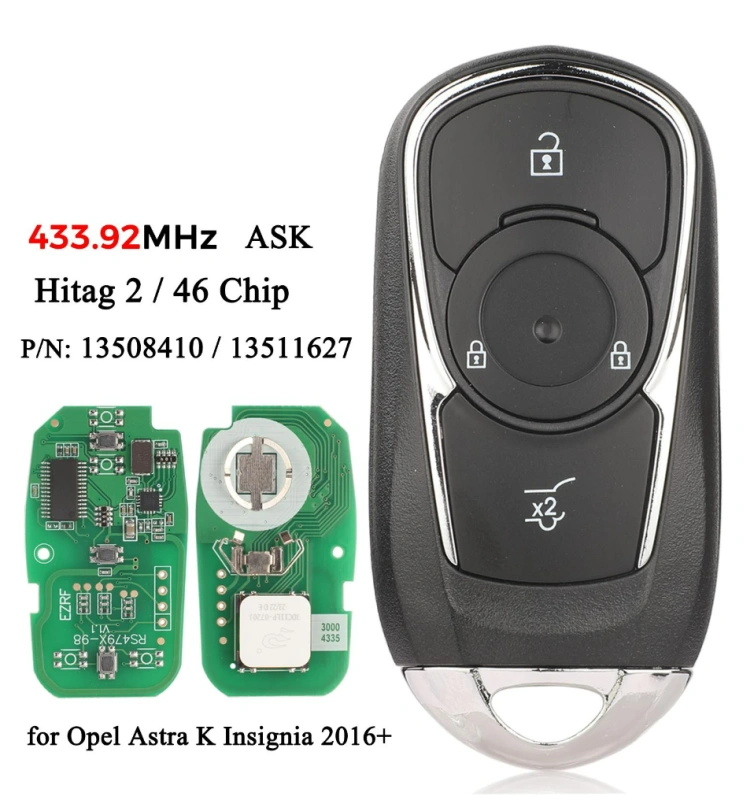 For Opel Astra K Insignia 2 button Remote Smart Key FCC: HYQ4EA P/N: 13508410 ASK 433MHz