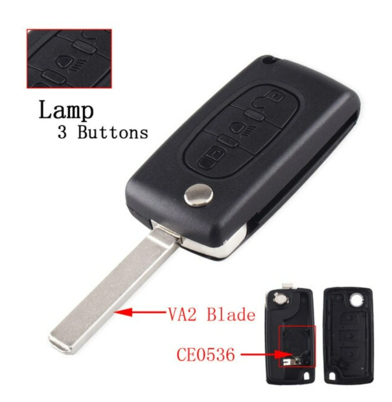 For Peugeot 2/3 buttons with HU83 blade flip remote key shell