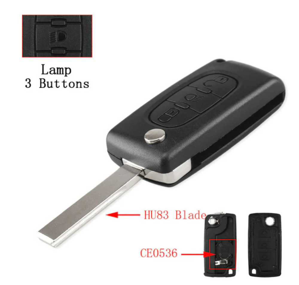 For Peugeot 3 buttons with VAT 307  blade flip remote key shell with light button