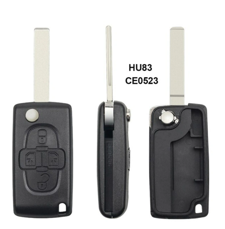 For Peugeot HU83 407 blade 4 Light Buttons Car Key Shell