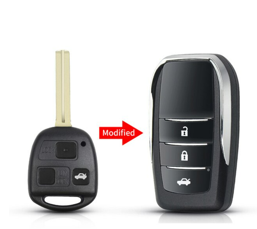 For Toyota Land Cruiser Camry 3 Buttons Modified Flip Car Key Shell with TOY43 / TOY48/ TOY47 blade