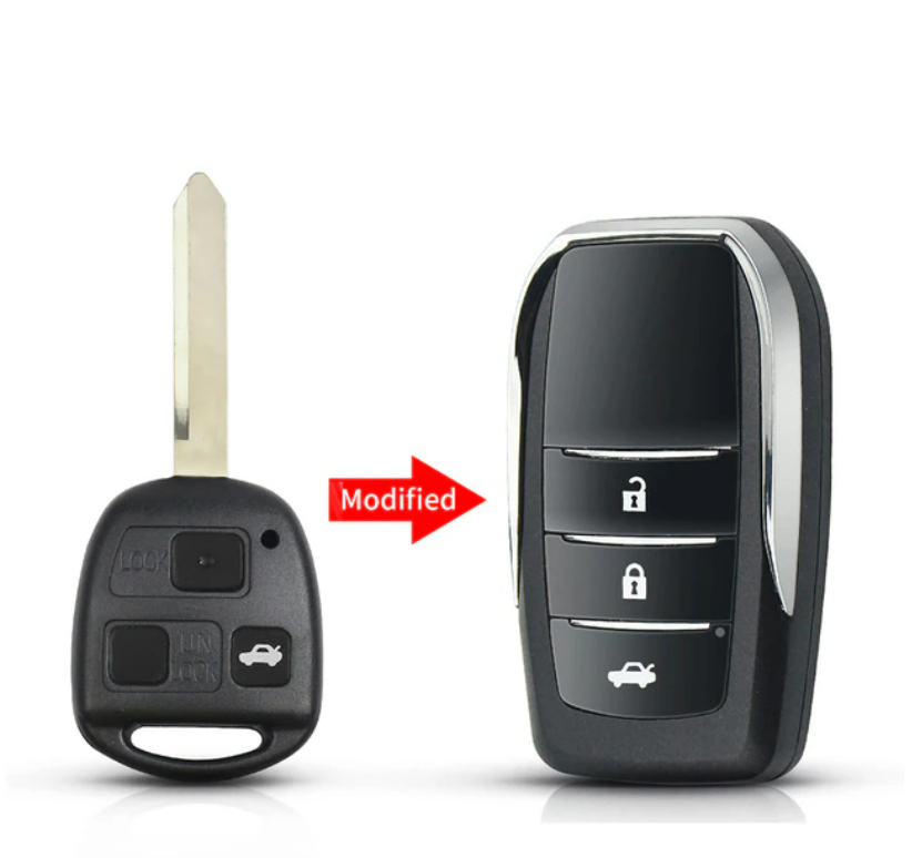 For Toyota Land Cruiser Camry 3 Buttons Modified Flip Car Key Shell with TOY43 / TOY48/ TOY47 blade