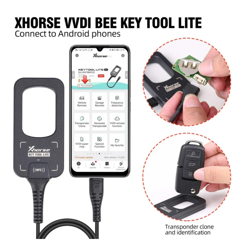 Xhorse VVDI BEE Key Tool Lite Can Generate Transponder Remote Frequency Detection Can Get 6Pcs B5 Remotes for gift