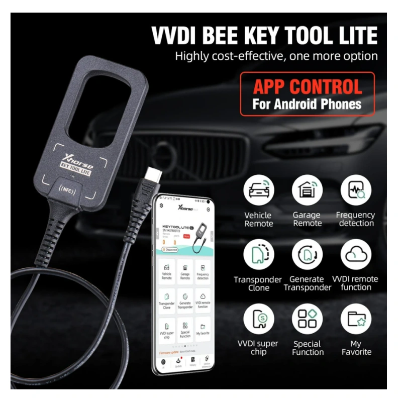 Xhorse VVDI BEE Key Tool Lite Can Generate Transponder Remote Frequency Detection Can Get 6Pcs B5 Remotes for gift