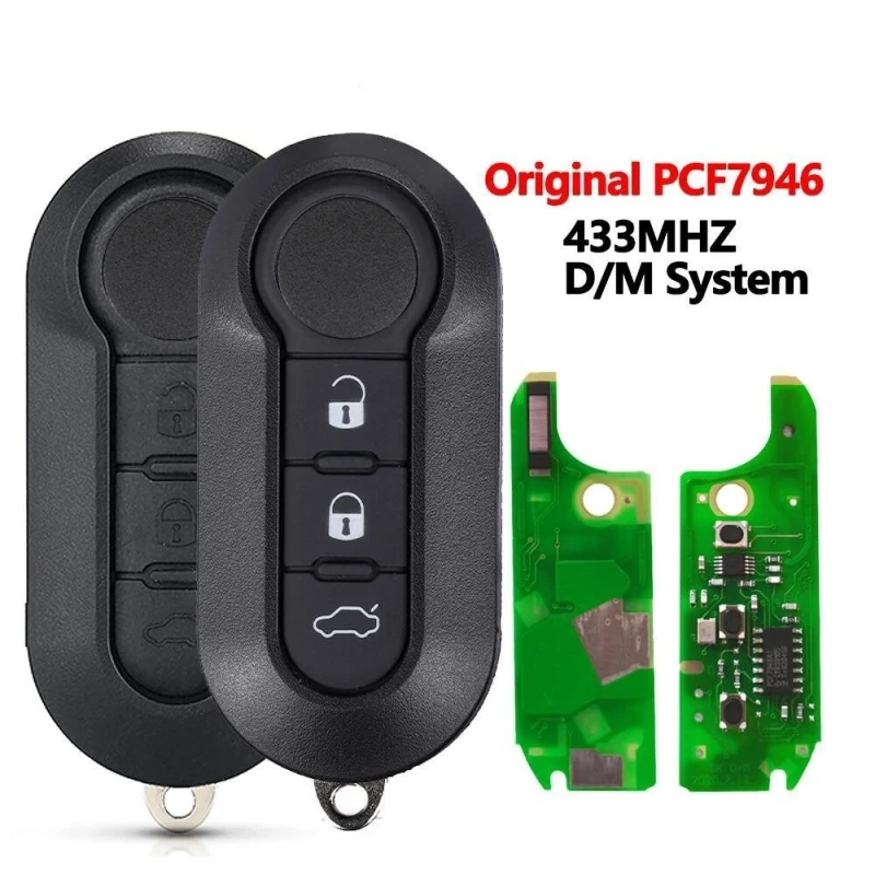 For Fiat Delphi / Marelli BSI 3 button 433Mhz with Original pcf7946 chip remote key