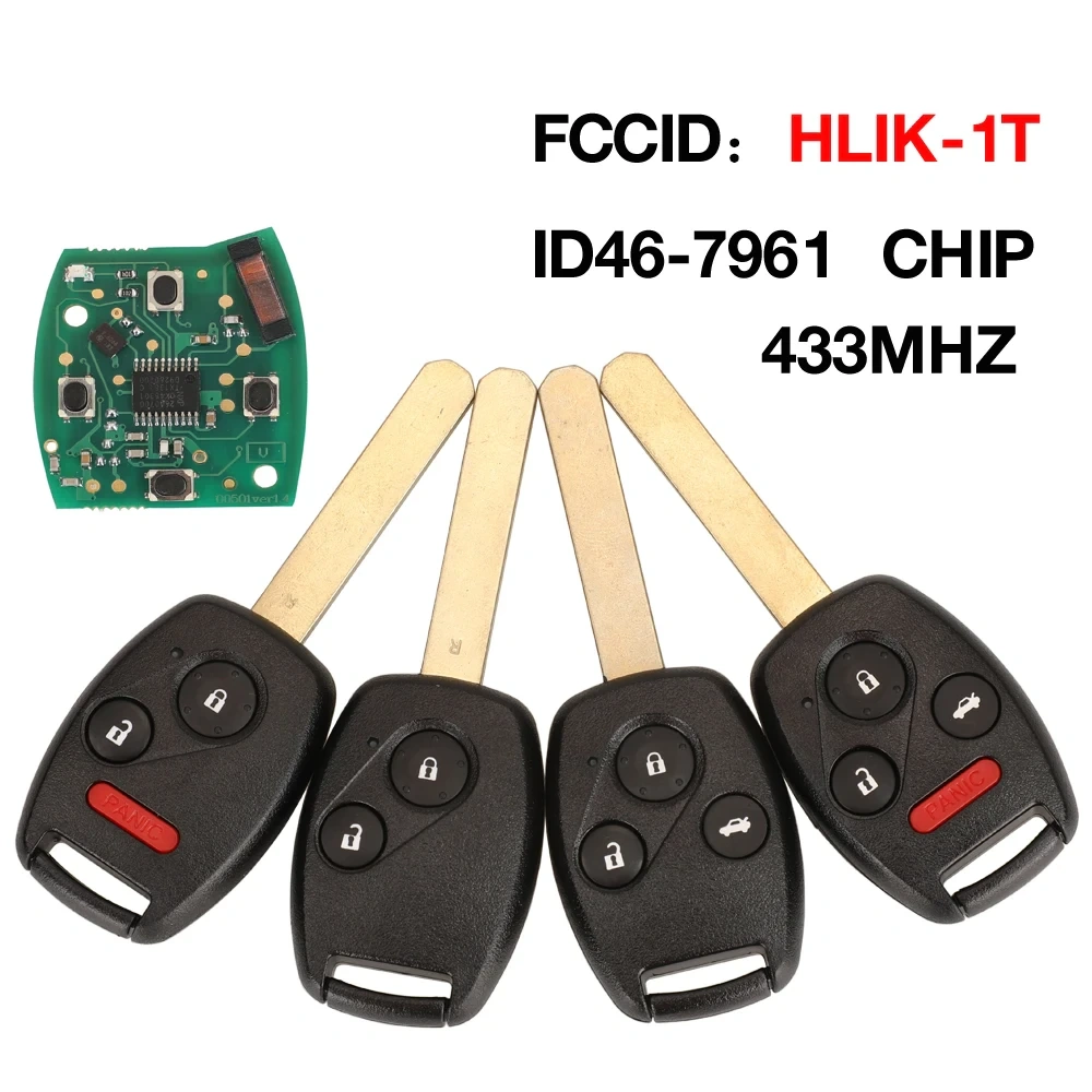For Honda CRV Accord City remote key 2 3 4 button 433Mhz with ID46 PCF7961 Chip