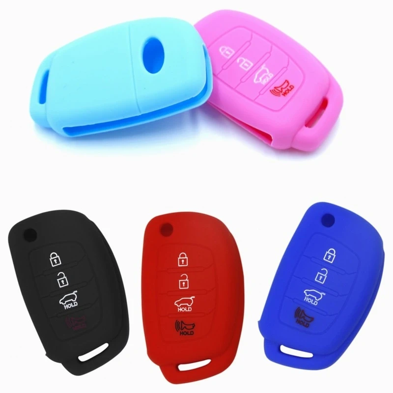 For Hyundai IX35 4 button key silicone case black blue red color