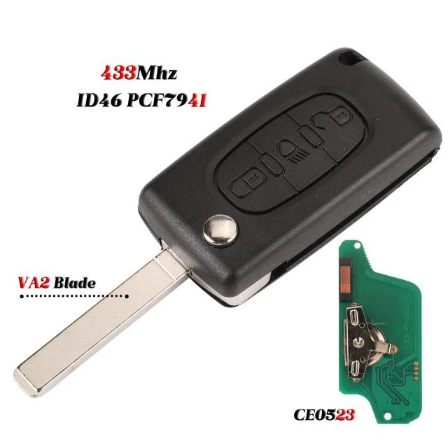 For Citroen/Peugeot 3 button with light ASK FSK 433Mhz For Peugeot 206 307 308 407 Partner for Citroen C4 C5 C3 Berlingo Xsara Remote Key