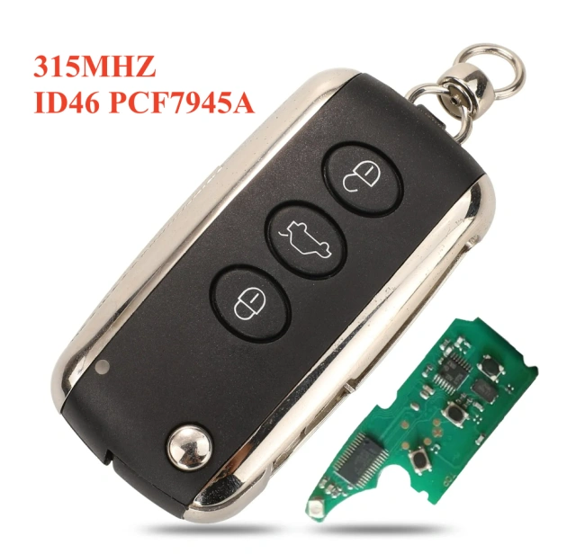 For Bentley Keyless Go car key 3+1 button 315MHz PCF7942 Hitag2 ID46 ...