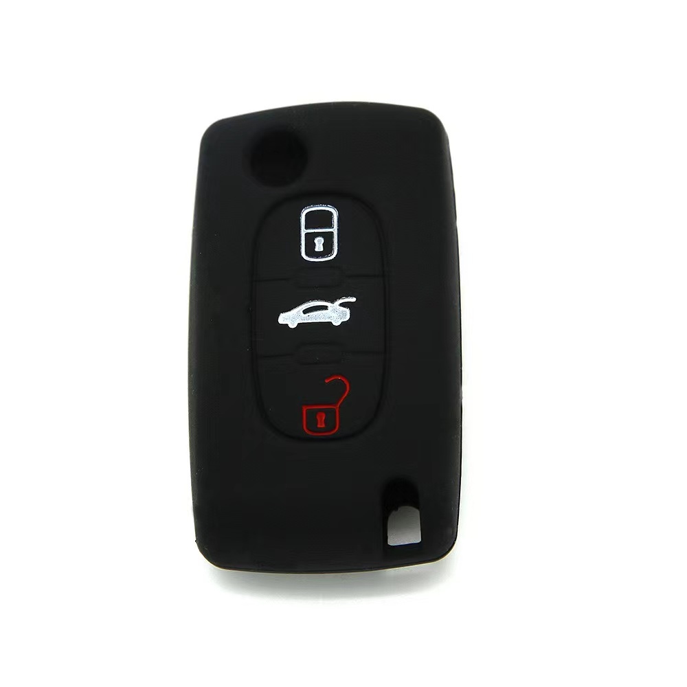 For Citroen peugeot 3 button key silicone case black blue red color