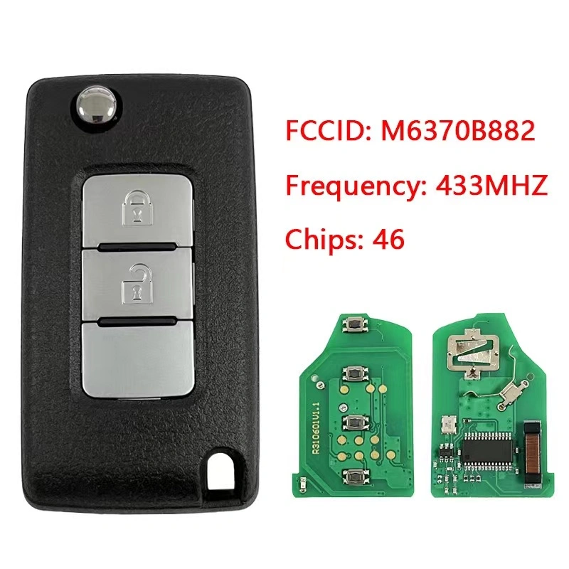 For Mitsubishi 2 button remote key 433mhz ID46 chip FCCID:M6370B882