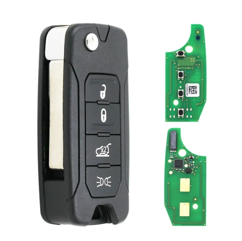 Original PCB+ aftermarket key shell 4 Button Flip Car Remote Key 433MHz  4A Chip for Chrysler Jeep Renegade  with SIP22 Blade