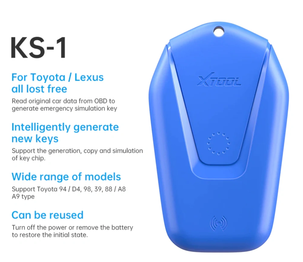XTOOL KS-01 Blue Emulator For PS90 X100 PAD2 PAD3 PAD Elite A80 All Lost Via OBD2 KC100 Fit For Toyota Smart Key