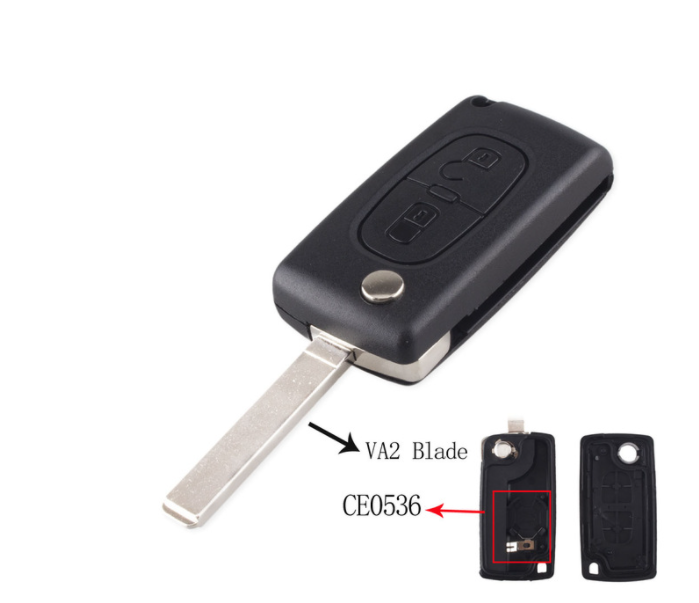 For Peugeot 2/3 buttons with VA2 blade flip remote key shell