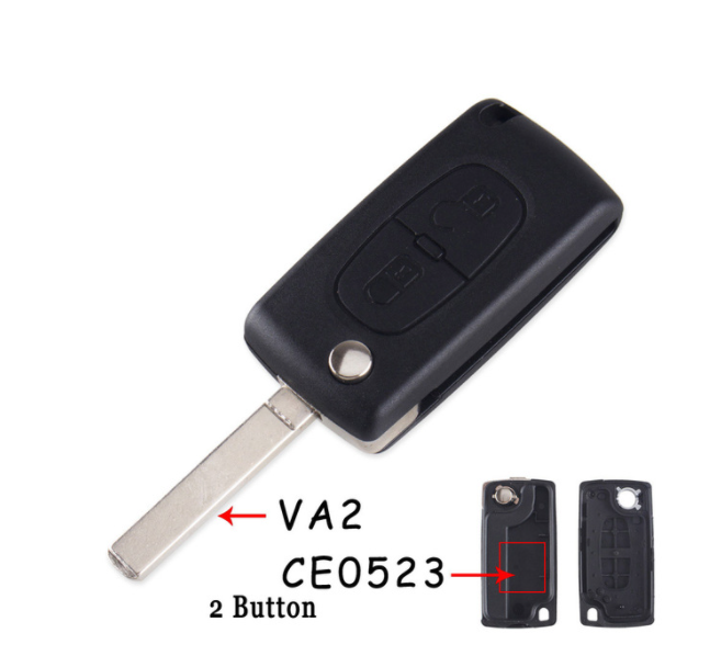 For Peugeot 2/3 buttons with VA2 blade flip remote key shell