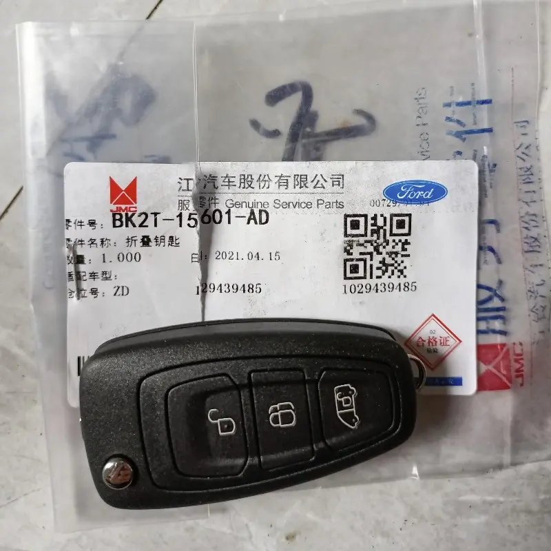 Original for Ford Transit Custom with Electronic chip 4D63 433mhz remote key FCCID BK2T-15K601-AA/ AB/ AC with Landrover battery
