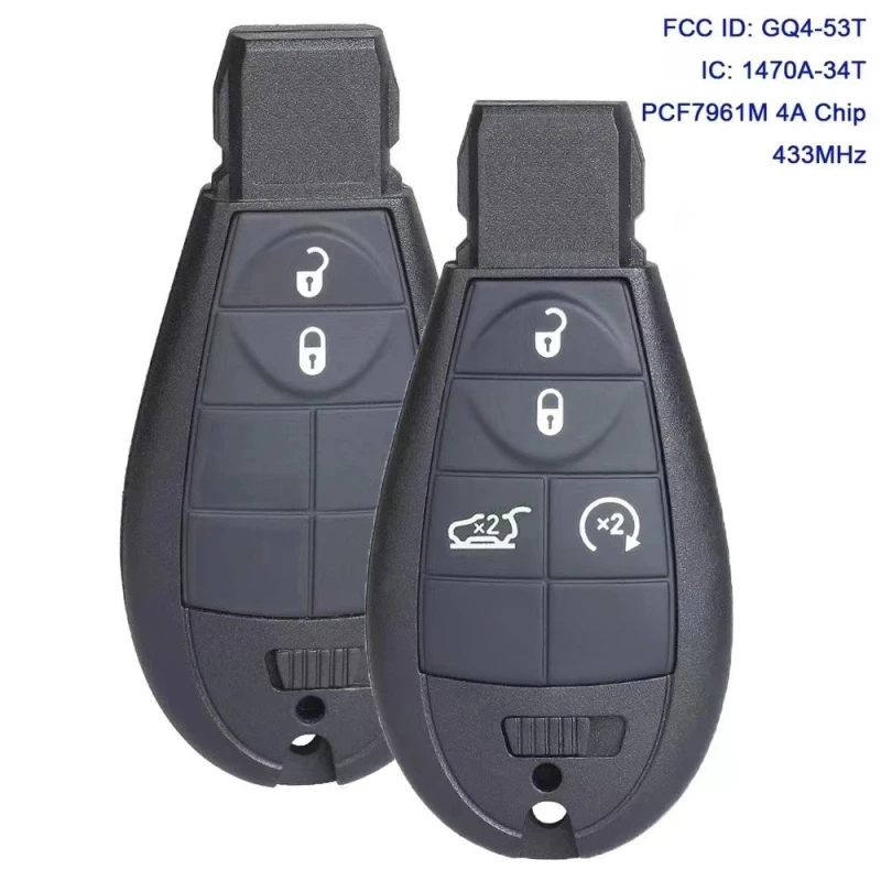 For Jeep Cherokee 2014-2019 2/4 button smart keyless go 433Mhz PCF7961M /4A Chip Remote Key FCCID: GQ4-53T