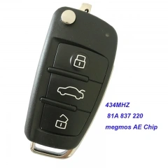 Original for Audi A3 Q2 Q3 Remote 3 Buttons 434MHZ Megmos AES MQB48 key FCCID 81A 837 220 / 81A837220