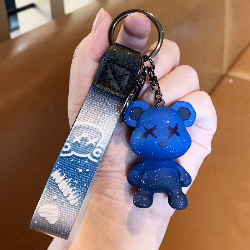 Creative Starry Sky Chameleon Bear Keychain for remote car key