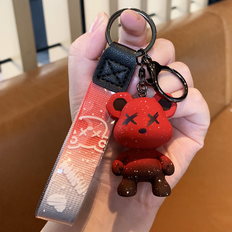 Creative Starry Sky Chameleon Bear Keychain for remote car key