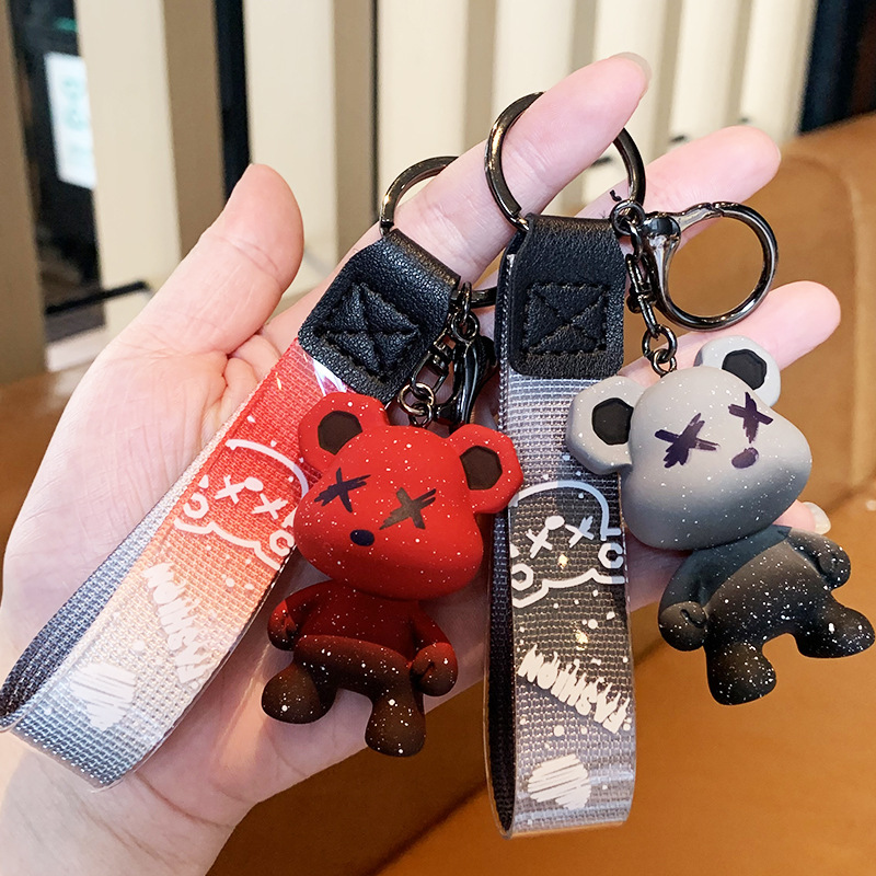 Creative Starry Sky Chameleon Bear Keychain for remote car key