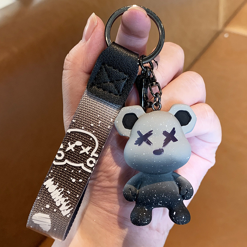 Creative Starry Sky Chameleon Bear Keychain for remote car key
