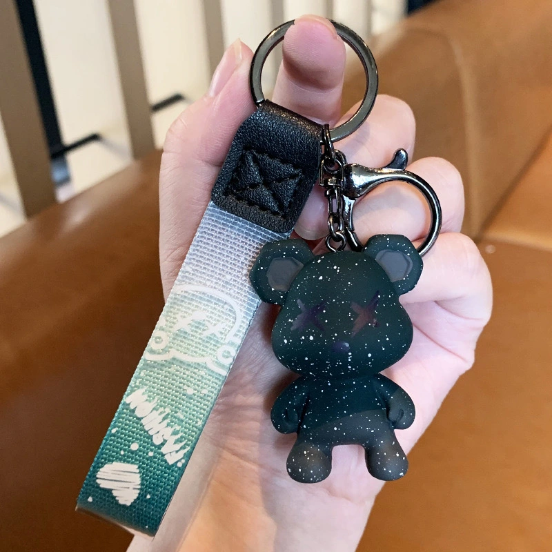 Creative Starry Sky Chameleon Bear Keychain for remote car key