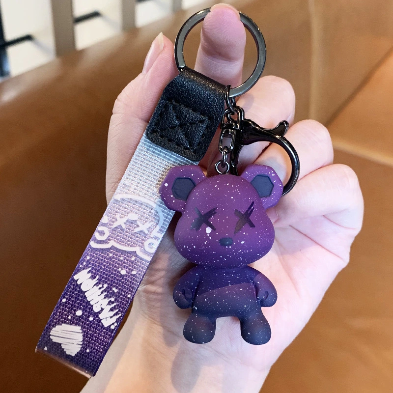 Creative Starry Sky Chameleon Bear Keychain for remote car key
