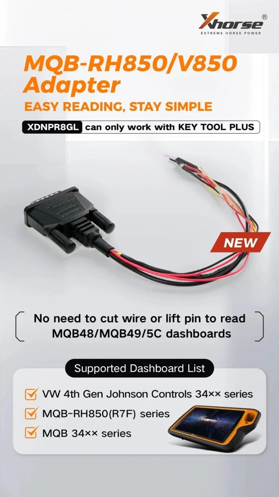 XHORSE XDNPR8GL MQB RH850/V850 Adapter Work With VVDI Key Tool Plus