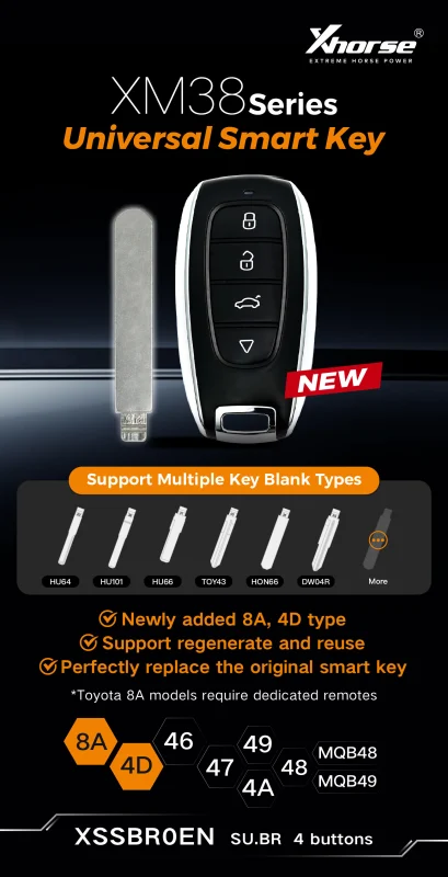 New arrived Xhorse XSSBR0EN SU.BR XM38 Series 4-Button Universal Smart Key